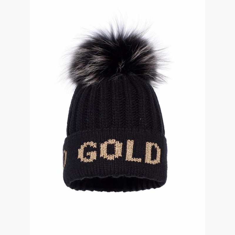 Bonnet Goldbergh HODD faux pom Noir Doré | OP4506279