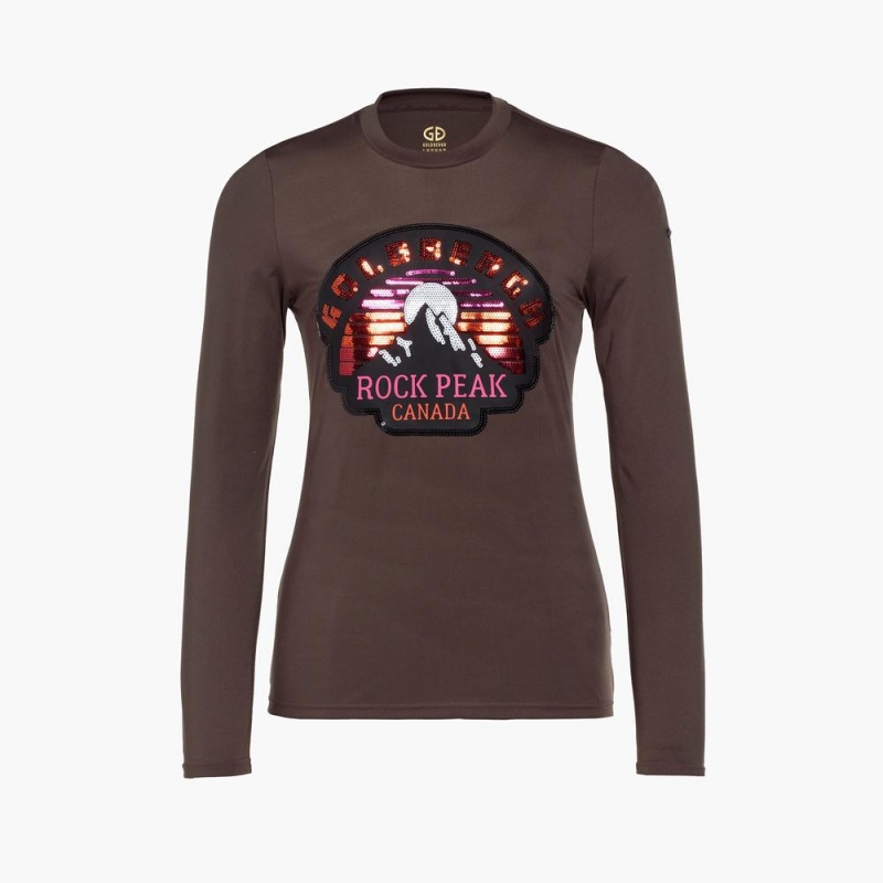T-Shirts Goldbergh ROCK PEAK long sleeve Marron | DQ4081537
